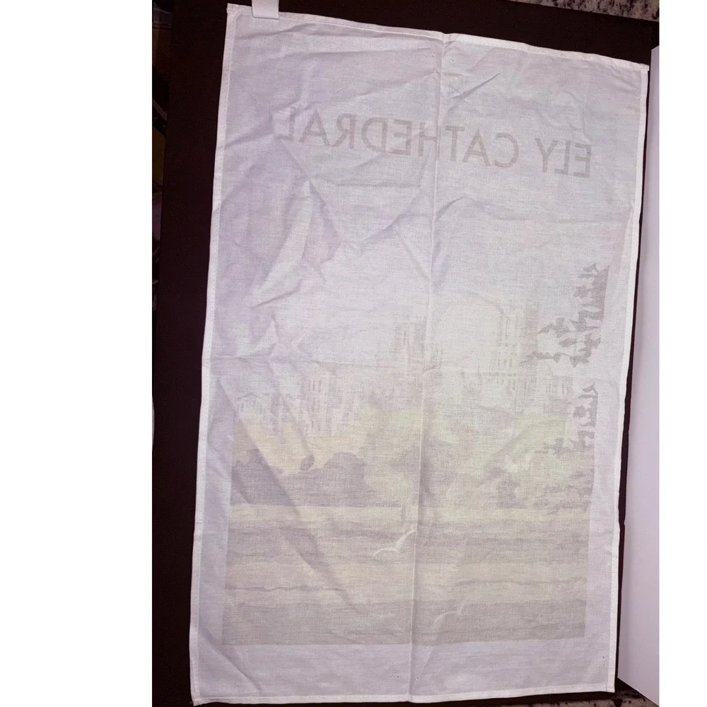 Ely Cathedral Cambridgeshire England Souvenir Tea Towel Vintage Style Graphic
